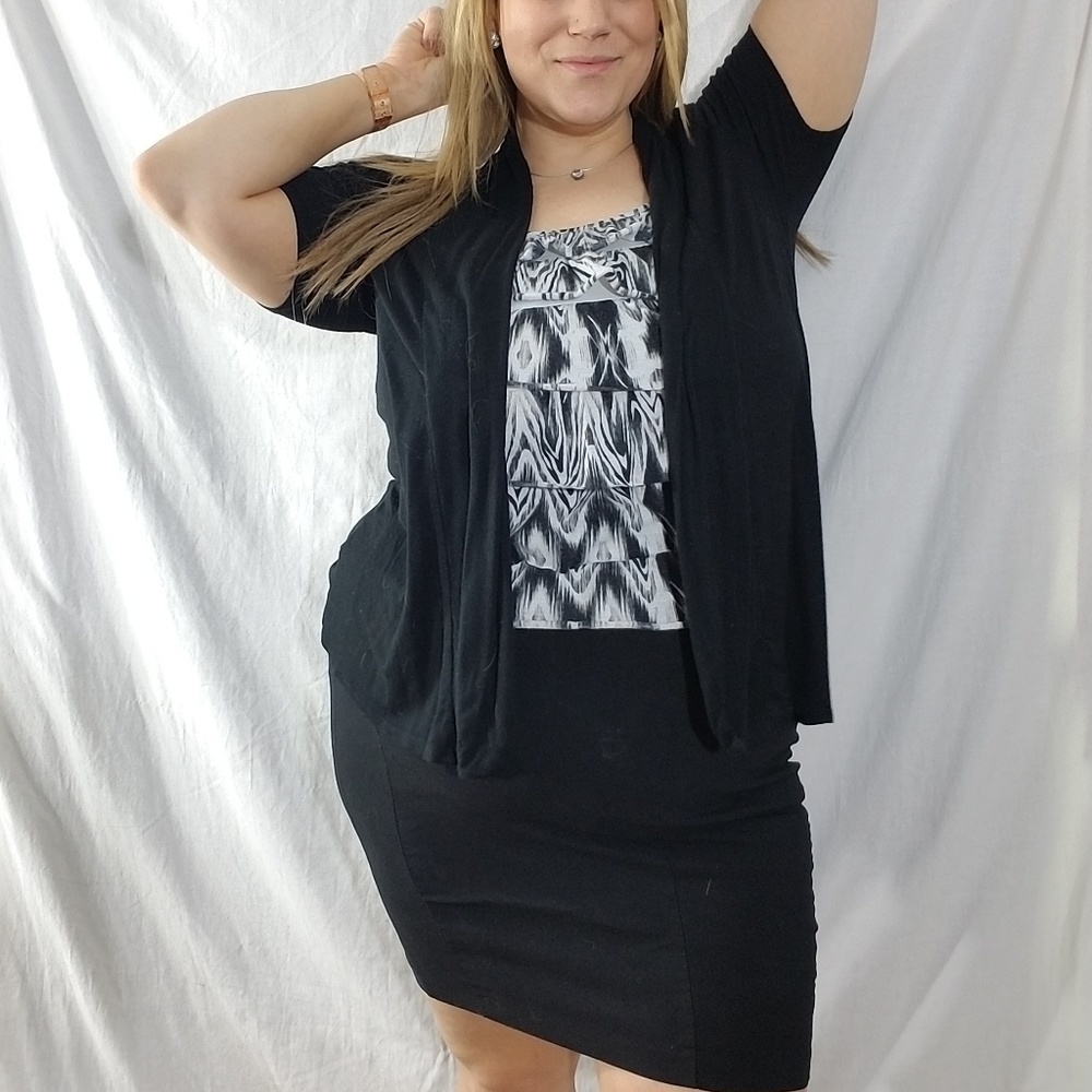 Womens Plus 2 in 1 Short Sleeve Cardigan with Tank
